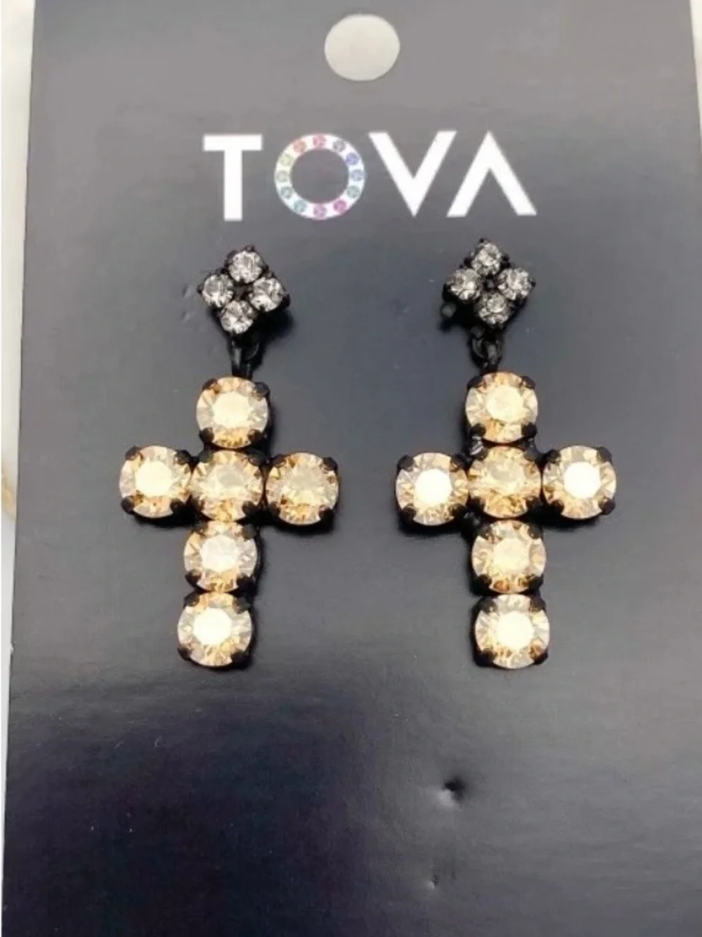 TOVA baby Donatella earrings smutt with caramel stones